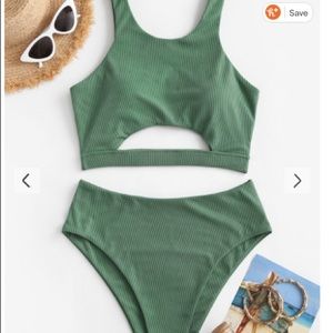 ZAFUL Ribbed Underboob High Cut Tankin